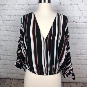 Ganji LA Stripped Wrap Top with Elastic Waist Sz L